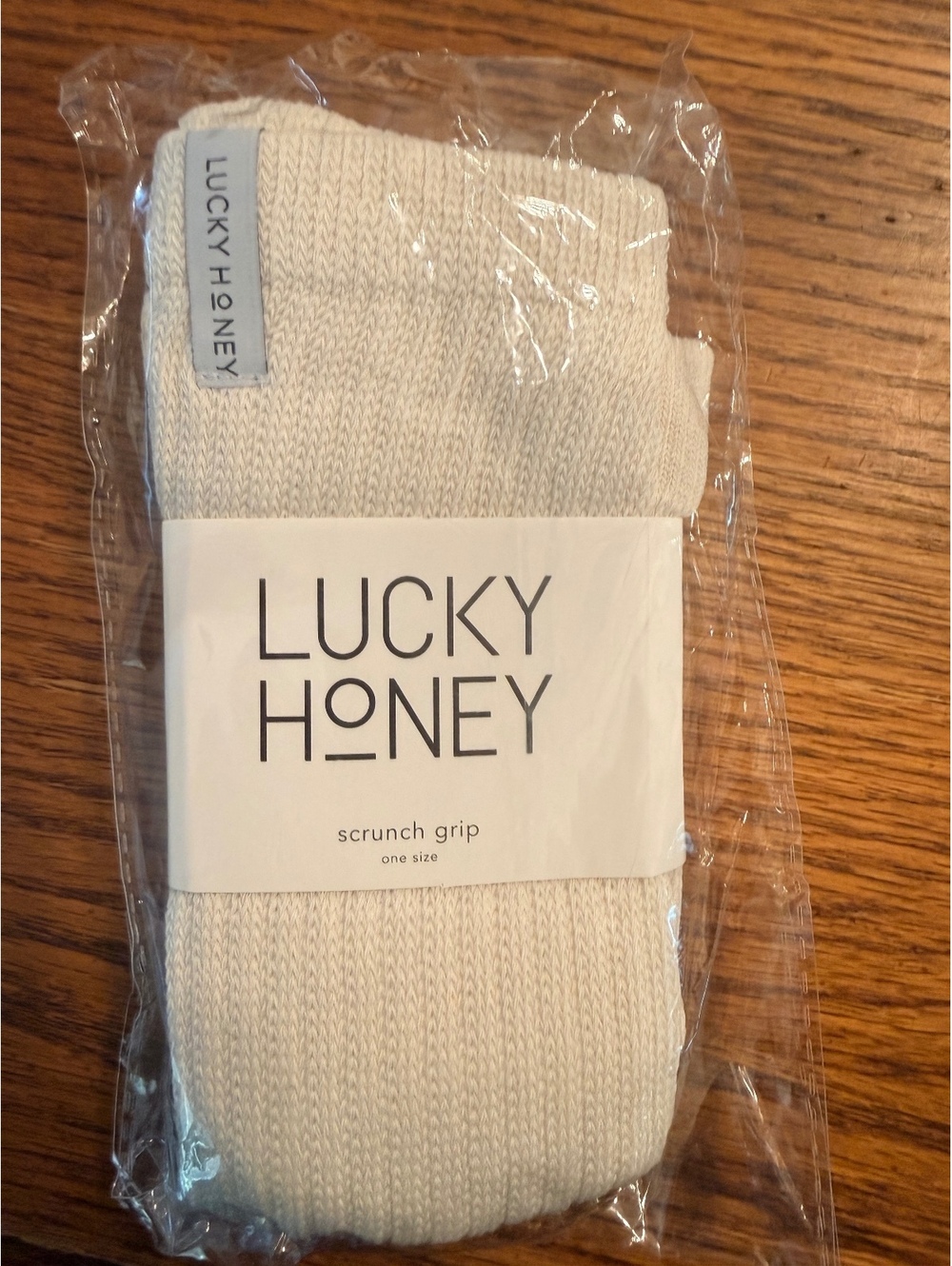 Lucky Honey Scrunch Grip Socks One Size Cream Cotton Blend